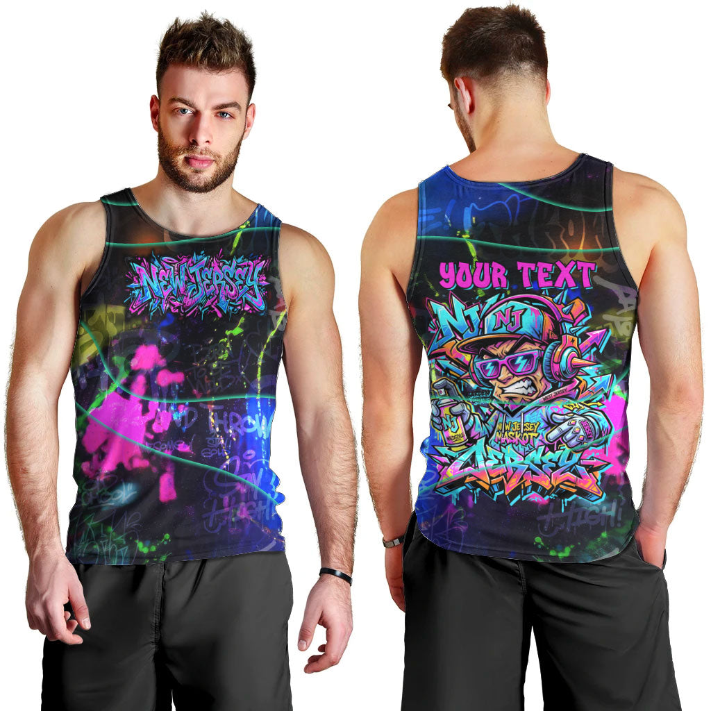 Personalized New Jersey Graffiti Mascot Men Tank Top Urban Street Art - Vibrant Neon Spray Paint Aesthetic