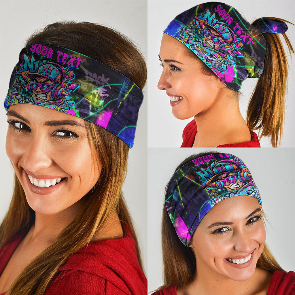 Personalized New Jersey Graffiti Mascot Neck Gaiter Urban Street Art - Vibrant Neon Spray Paint Aesthetic