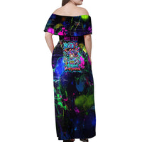 Personalized New Jersey Graffiti Mascot Off Shoulder Maxi Dress Urban Street Art - Vibrant Neon Spray Paint Aesthetic