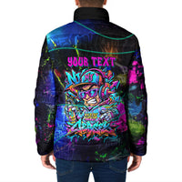 Personalized New Jersey Graffiti Mascot Padded Jacket Urban Street Art - Vibrant Neon Spray Paint Aesthetic