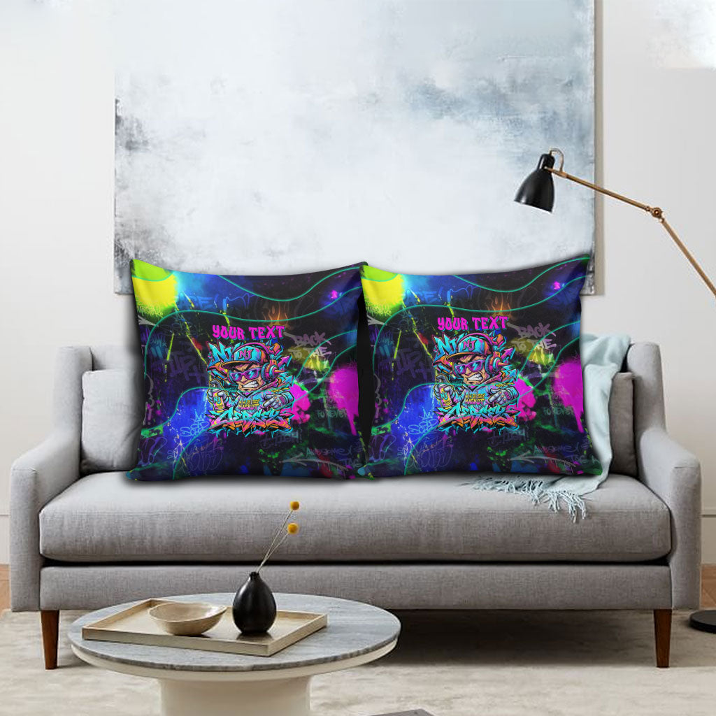 Personalized New Jersey Graffiti Mascot Pillow Cover Urban Street Art - Vibrant Neon Spray Paint Aesthetic
