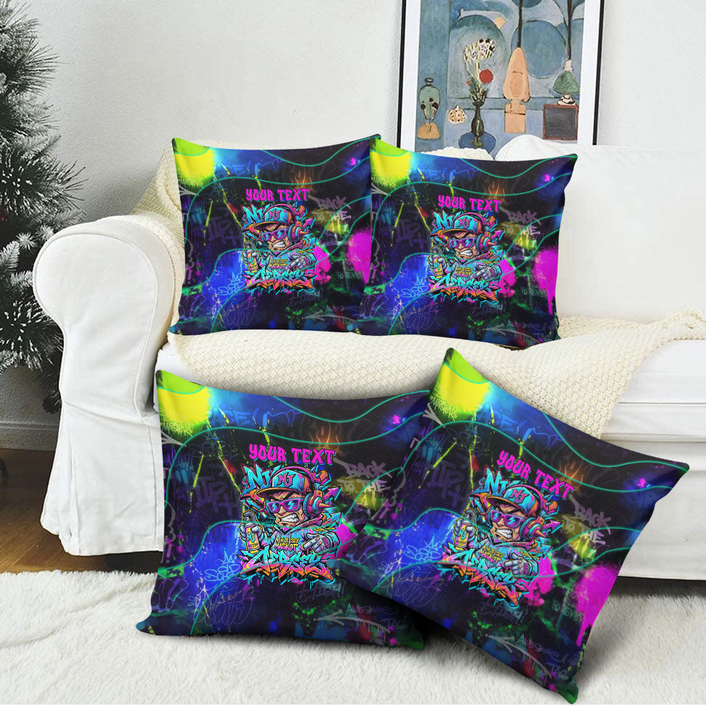 Personalized New Jersey Graffiti Mascot Pillow Cover Urban Street Art - Vibrant Neon Spray Paint Aesthetic