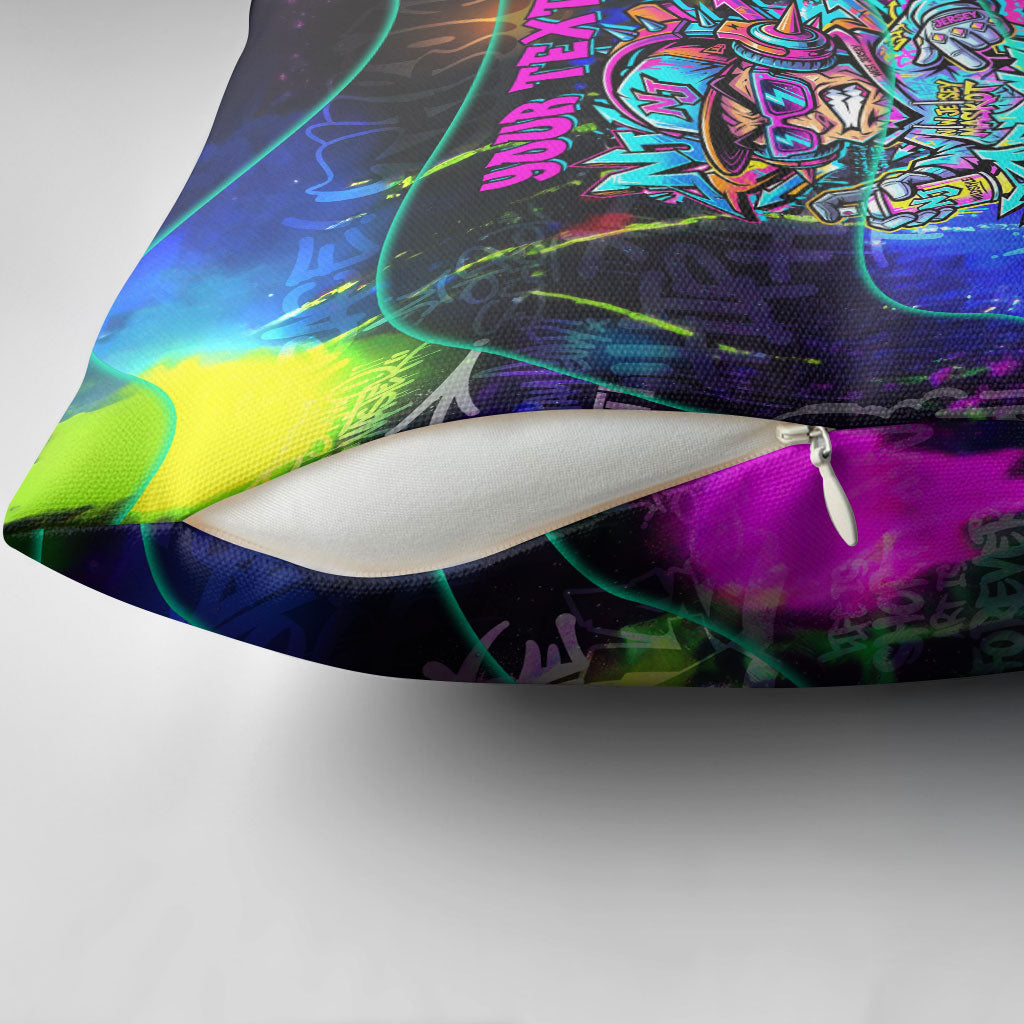 Personalized New Jersey Graffiti Mascot Pillow Cover Urban Street Art - Vibrant Neon Spray Paint Aesthetic