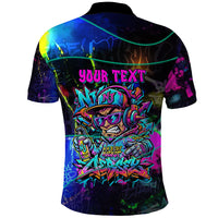 Personalized New Jersey Graffiti Mascot Polo Shirt Urban Street Art - Vibrant Neon Spray Paint Aesthetic