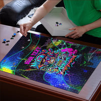Personalized New Jersey Graffiti Mascot Puzzle Urban Street Art - Vibrant Neon Spray Paint Aesthetic