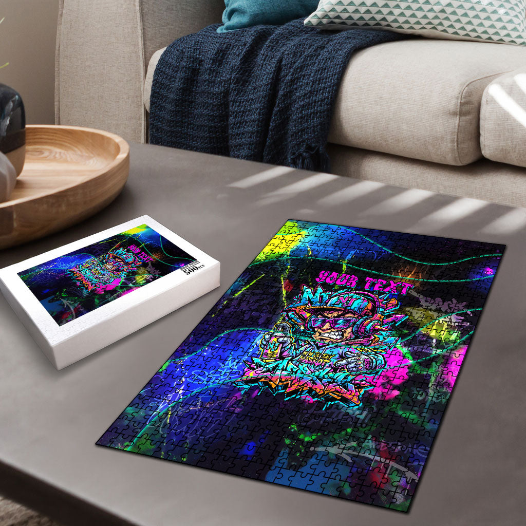 Personalized New Jersey Graffiti Mascot Puzzle Urban Street Art - Vibrant Neon Spray Paint Aesthetic