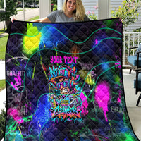 Personalized New Jersey Graffiti Mascot Quilt Urban Street Art - Vibrant Neon Spray Paint Aesthetic