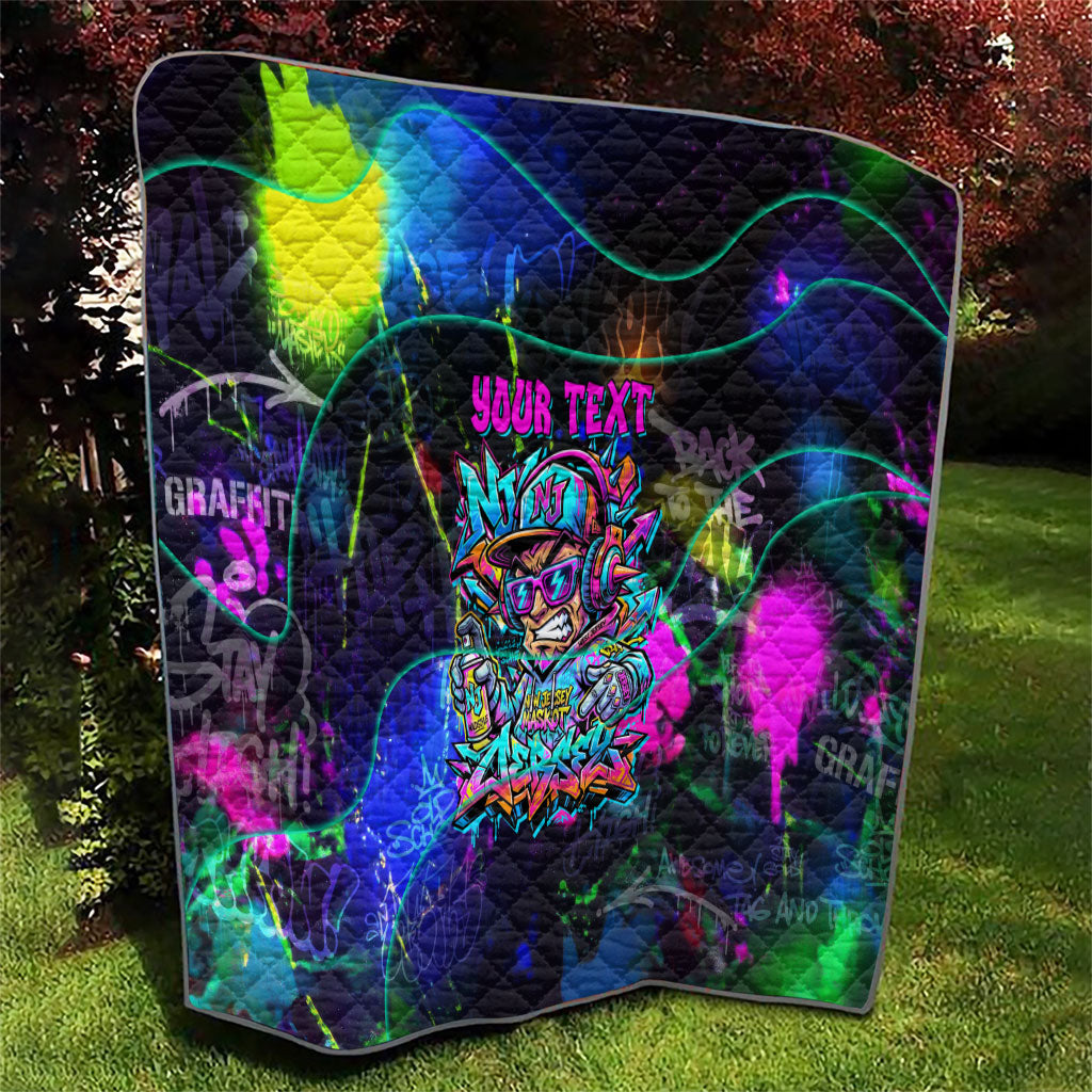 Personalized New Jersey Graffiti Mascot Quilt Urban Street Art - Vibrant Neon Spray Paint Aesthetic