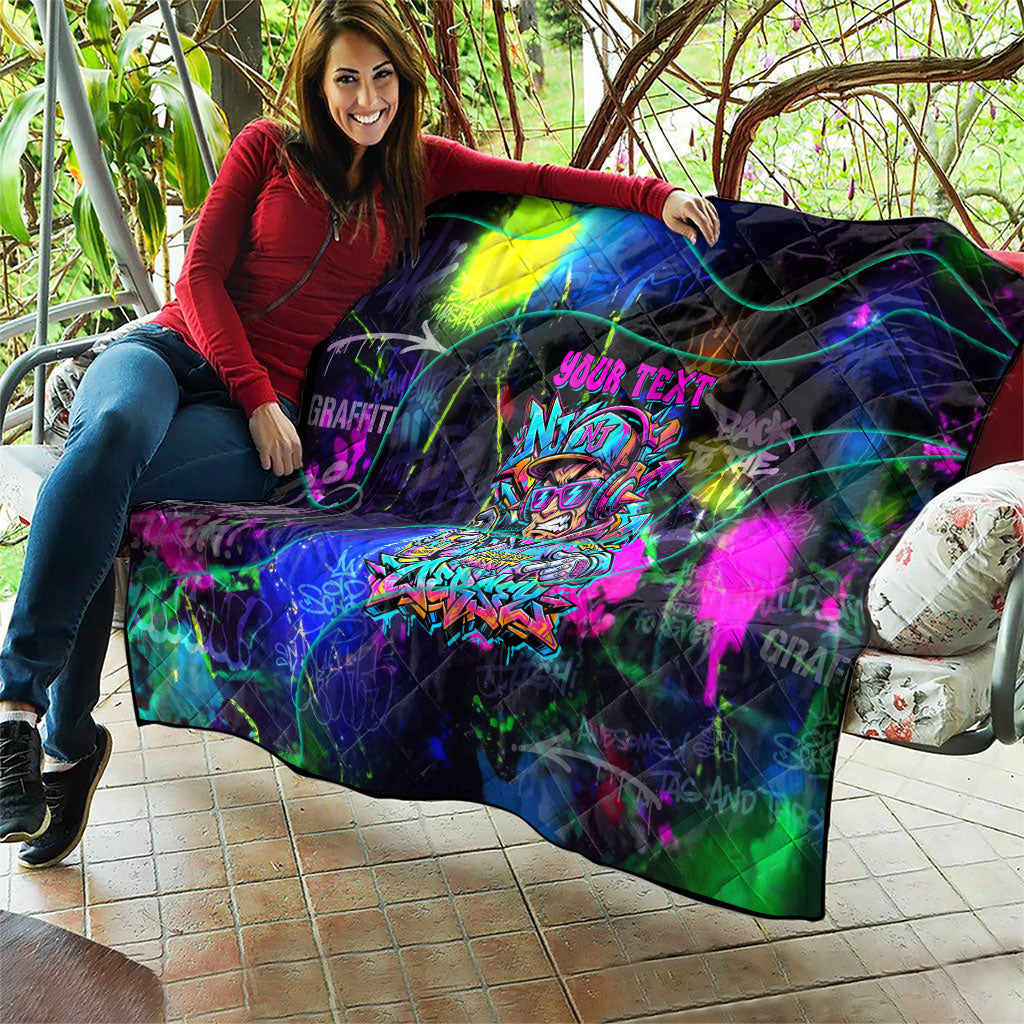Personalized New Jersey Graffiti Mascot Quilt Urban Street Art - Vibrant Neon Spray Paint Aesthetic