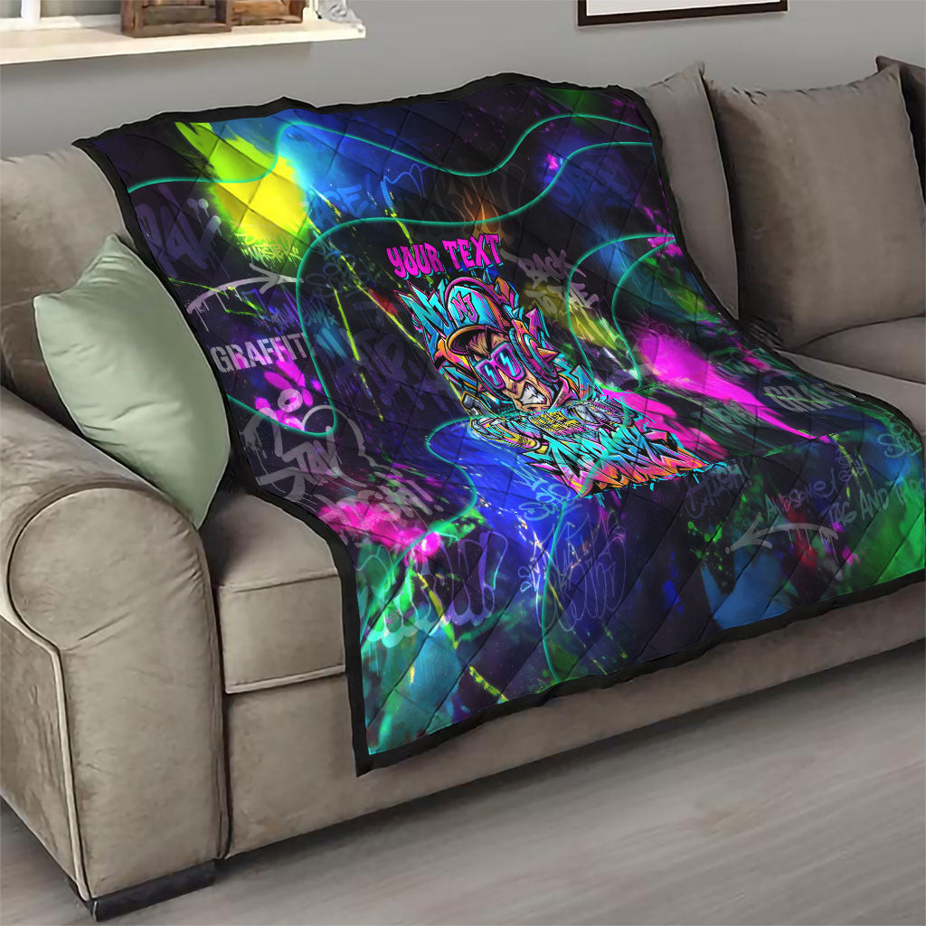 Personalized New Jersey Graffiti Mascot Quilt Urban Street Art - Vibrant Neon Spray Paint Aesthetic