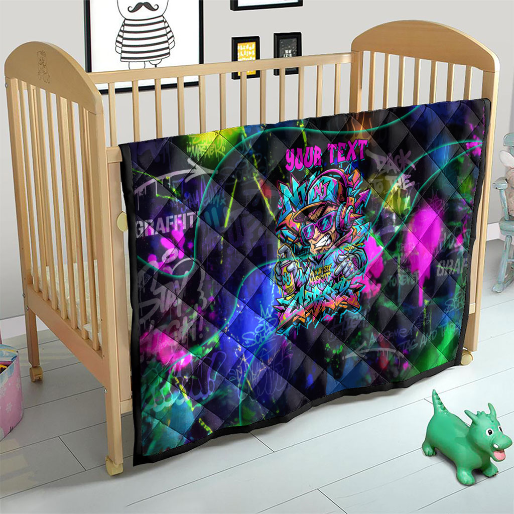 Personalized New Jersey Graffiti Mascot Quilt Urban Street Art - Vibrant Neon Spray Paint Aesthetic