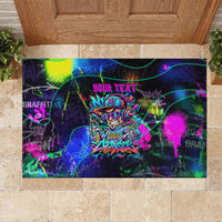 Personalized New Jersey Graffiti Mascot Rubber Doormat Urban Street Art - Vibrant Neon Spray Paint Aesthetic
