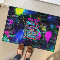 Personalized New Jersey Graffiti Mascot Rubber Doormat Urban Street Art - Vibrant Neon Spray Paint Aesthetic