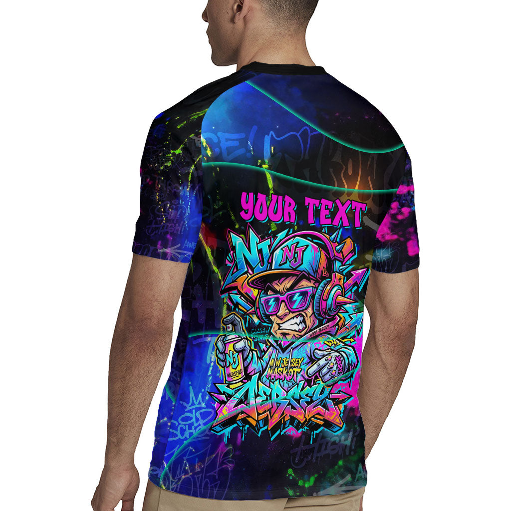Personalized New Jersey Graffiti Mascot Rugby Jersey Urban Street Art - Vibrant Neon Spray Paint Aesthetic