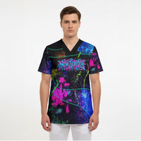 Personalized New Jersey Graffiti Mascot Scrub Top Urban Street Art - Vibrant Neon Spray Paint Aesthetic
