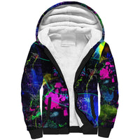 Personalized New Jersey Graffiti Mascot Sherpa Hoodie Urban Street Art - Vibrant Neon Spray Paint Aesthetic
