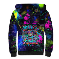 Personalized New Jersey Graffiti Mascot Sherpa Hoodie Urban Street Art - Vibrant Neon Spray Paint Aesthetic