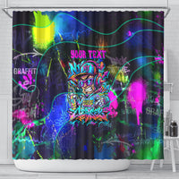 Personalized New Jersey Graffiti Mascot Shower Curtain Urban Street Art - Vibrant Neon Spray Paint Aesthetic