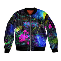 Personalized New Jersey Graffiti Mascot Sleeve Zip Bomber Jacket Urban Street Art - Vibrant Neon Spray Paint Aesthetic