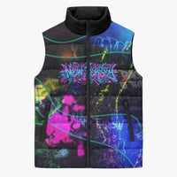 Personalized New Jersey Graffiti Mascot Sleeveless Puffer Jacket Urban Street Art - Vibrant Neon Spray Paint Aesthetic