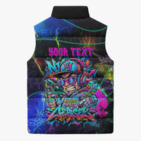 Personalized New Jersey Graffiti Mascot Sleeveless Puffer Jacket Urban Street Art - Vibrant Neon Spray Paint Aesthetic