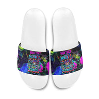 Personalized New Jersey Graffiti Mascot Slide Sandals Urban Street Art - Vibrant Neon Spray Paint Aesthetic