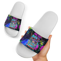 Personalized New Jersey Graffiti Mascot Slide Sandals Urban Street Art - Vibrant Neon Spray Paint Aesthetic