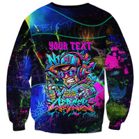 Personalized New Jersey Graffiti Mascot Sweatshirt Urban Street Art - Vibrant Neon Spray Paint Aesthetic