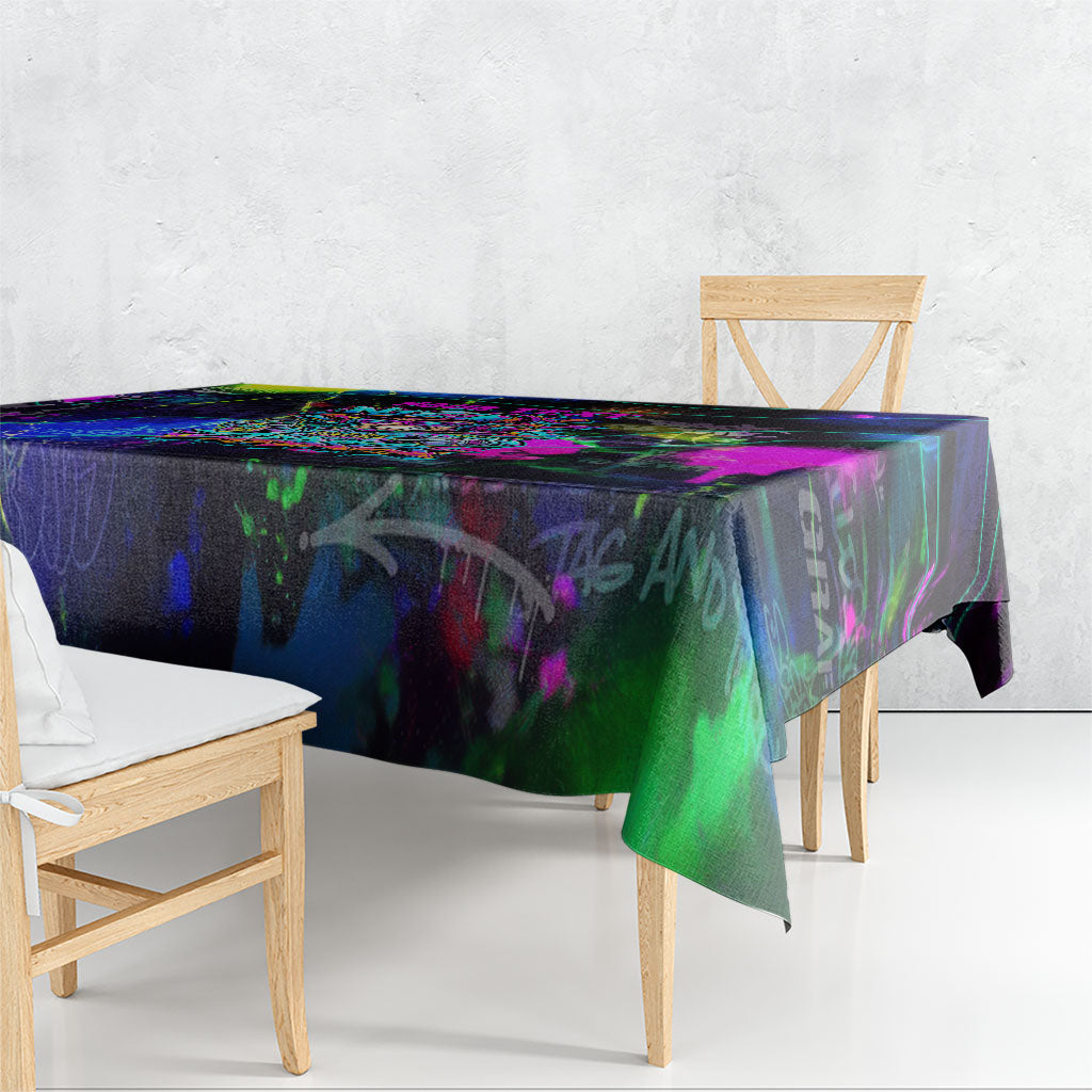 Personalized New Jersey Graffiti Mascot Tablecloth Urban Street Art - Vibrant Neon Spray Paint Aesthetic