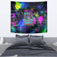 Personalized New Jersey Graffiti Mascot Tapestry Urban Street Art - Vibrant Neon Spray Paint Aesthetic