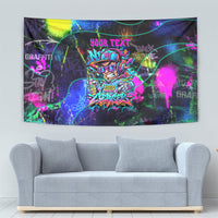 Personalized New Jersey Graffiti Mascot Tapestry Urban Street Art - Vibrant Neon Spray Paint Aesthetic