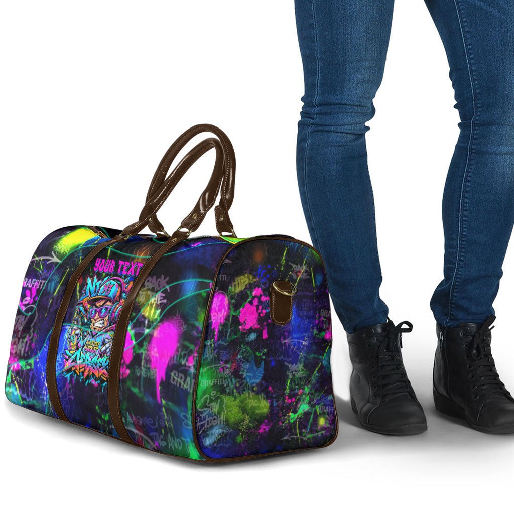 Personalized New Jersey Graffiti Mascot Travel Bag Urban Street Art - Vibrant Neon Spray Paint Aesthetic