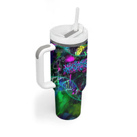 Personalized New Jersey Graffiti Mascot Tumbler With Handle Urban Street Art - Vibrant Neon Spray Paint Aesthetic