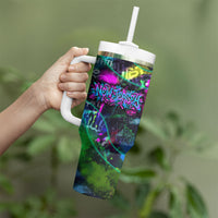 Personalized New Jersey Graffiti Mascot Tumbler With Handle Urban Street Art - Vibrant Neon Spray Paint Aesthetic
