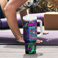 Personalized New Jersey Graffiti Mascot Tumbler With Handle Urban Street Art - Vibrant Neon Spray Paint Aesthetic
