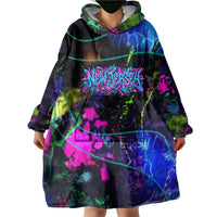 Personalized New Jersey Graffiti Mascot Wearable Blanket Hoodie Urban Street Art - Vibrant Neon Spray Paint Aesthetic