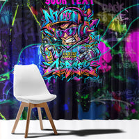 Personalized New Jersey Graffiti Mascot Window Curtain Urban Street Art - Vibrant Neon Spray Paint Aesthetic