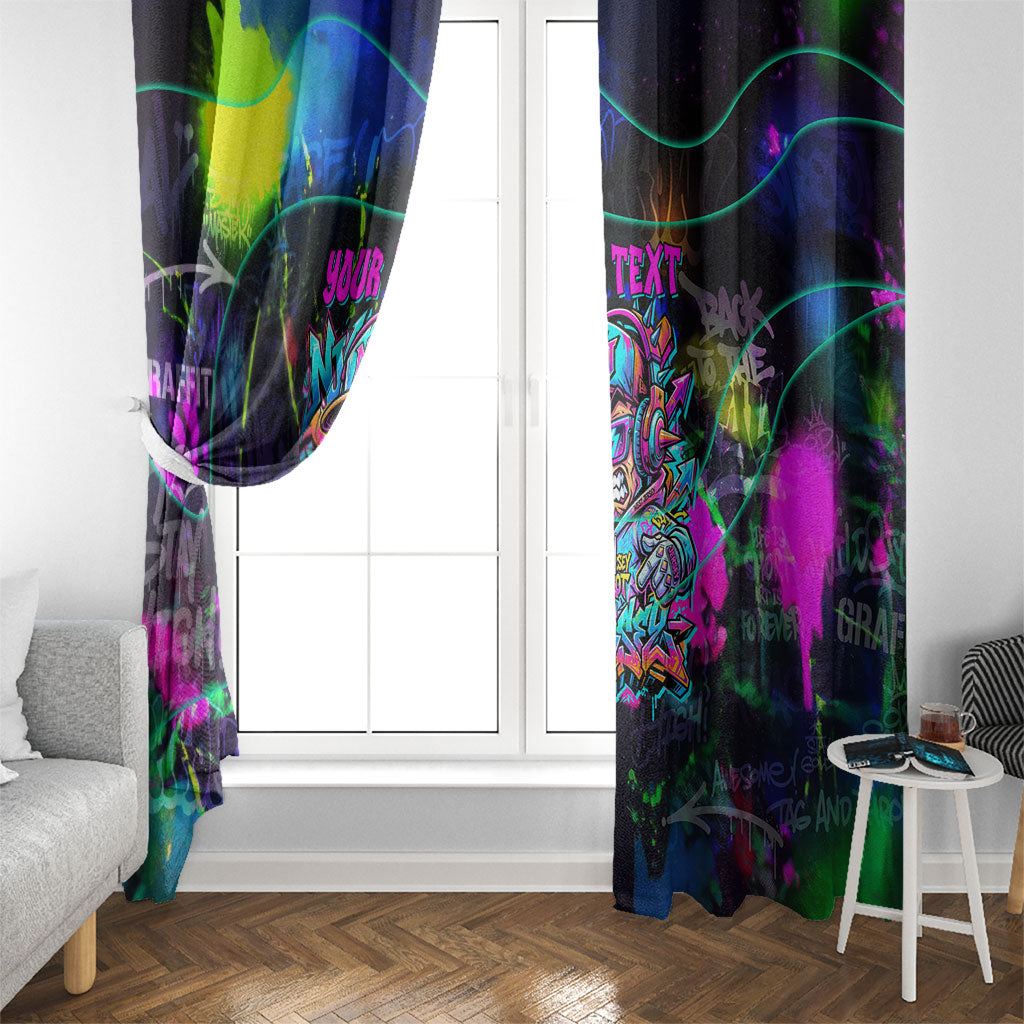 Personalized New Jersey Graffiti Mascot Window Curtain Urban Street Art - Vibrant Neon Spray Paint Aesthetic
