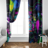 Personalized New Jersey Graffiti Mascot Window Curtain Urban Street Art - Vibrant Neon Spray Paint Aesthetic