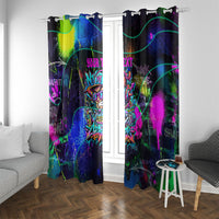 Personalized New Jersey Graffiti Mascot Window Curtain Urban Street Art - Vibrant Neon Spray Paint Aesthetic
