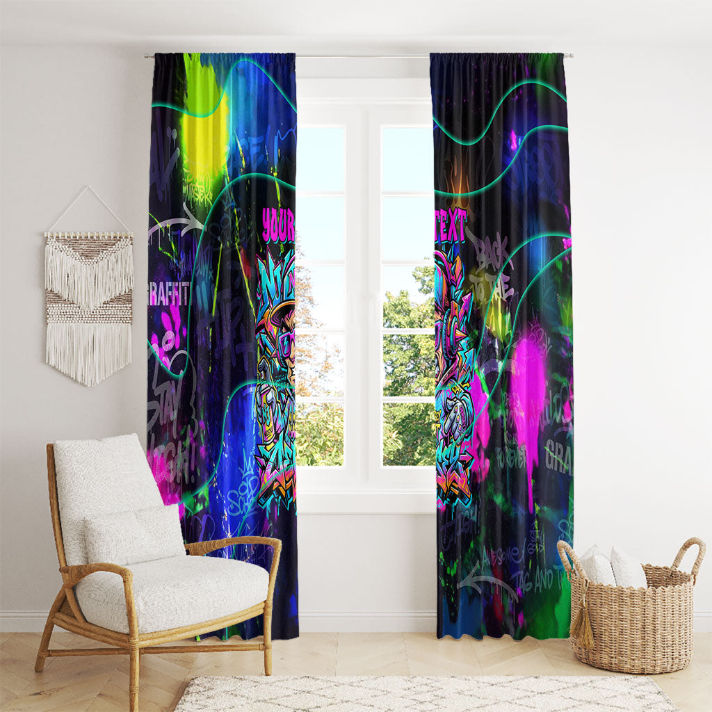 Personalized New Jersey Graffiti Mascot Window Curtain Urban Street Art - Vibrant Neon Spray Paint Aesthetic