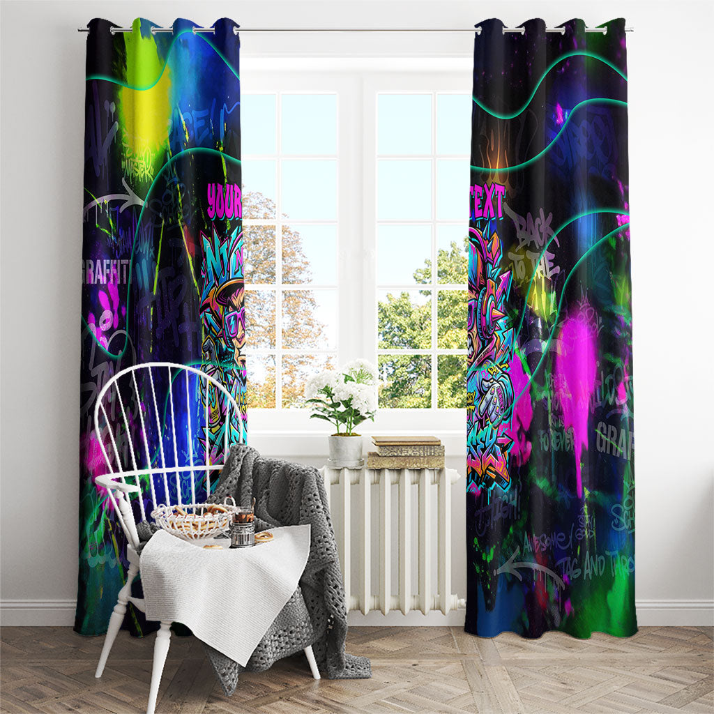Personalized New Jersey Graffiti Mascot Window Curtain Urban Street Art - Vibrant Neon Spray Paint Aesthetic