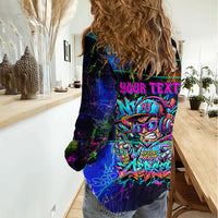 Personalized New Jersey Graffiti Mascot Women Casual Shirt Urban Street Art - Vibrant Neon Spray Paint Aesthetic