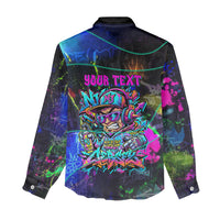 Personalized New Jersey Graffiti Mascot Women Casual Shirt Urban Street Art - Vibrant Neon Spray Paint Aesthetic