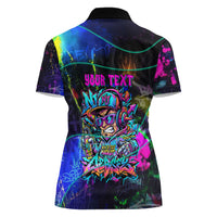 Personalized New Jersey Graffiti Mascot Women Polo Shirt Urban Street Art - Vibrant Neon Spray Paint Aesthetic