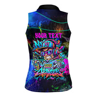 Personalized New Jersey Graffiti Mascot Women Sleeveless Polo Shirt Urban Street Art - Vibrant Neon Spray Paint Aesthetic