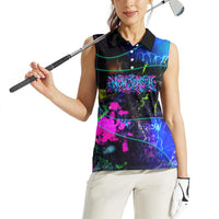 Personalized New Jersey Graffiti Mascot Women Sleeveless Polo Shirt Urban Street Art - Vibrant Neon Spray Paint Aesthetic