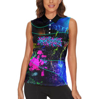 Personalized New Jersey Graffiti Mascot Women Sleeveless Polo Shirt Urban Street Art - Vibrant Neon Spray Paint Aesthetic