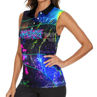 Personalized New Jersey Graffiti Mascot Women Sleeveless Polo Shirt Urban Street Art - Vibrant Neon Spray Paint Aesthetic