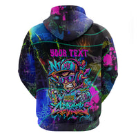 Personalized New Jersey Graffiti Mascot Zip Hoodie Urban Street Art - Vibrant Neon Spray Paint Aesthetic